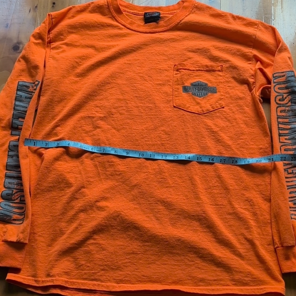 Harley-Davidson Men's Bright Orange Long Sleeve Tee Lg